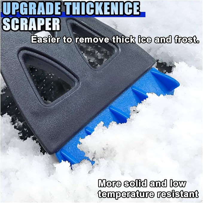 31.5" Detachable Snow Brush and Ice Scraper for Car Windshield, 2-in-1 Winter Snow Removal Tool with Extendable, 360° Rotating Soft Bristle Brush Head and Foam Grip for Most Vehicles (2PCS&Blue)