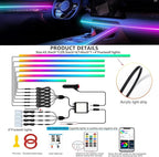 Interior Car LED Strip Lights, Acrylic LED Lights RGB Dreamcolor 10 in 1 with 175 inches 593 LEDs Fiber Optic Ambient Lighting Kits,APP and Remote Control 16 Million Colors Car Neon Lights