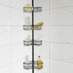Utopia Alley Rust-Resistant Shower Tension Pole Caddy, 4 Shelves (Matt Black)