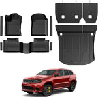 Floor Mats for Jeep Grand Cherokee 2011-2021 & 2022 (Not for WL), All Weather Floor Mats Trunk Cargo Liner with Backrest Protectors and Door Sill Guards Accessories, Full Coverage Set