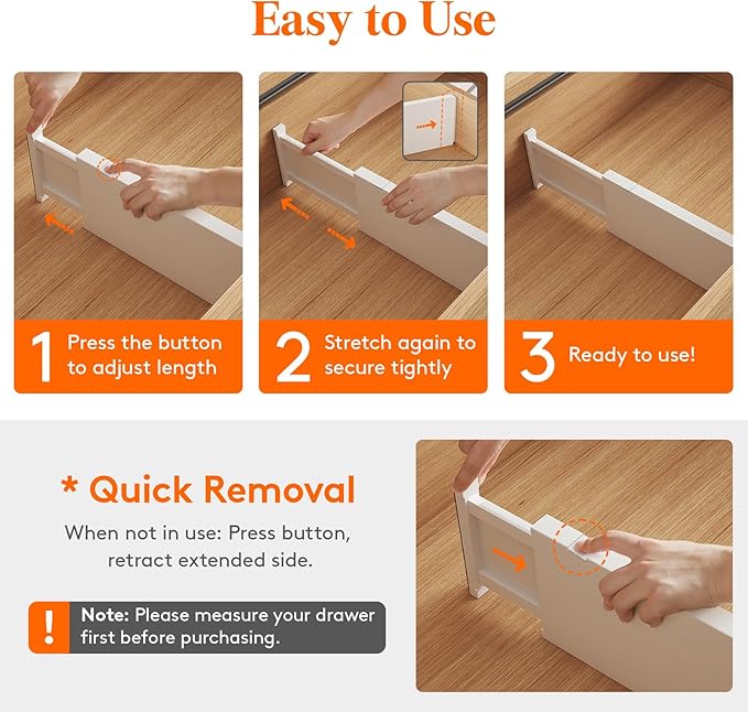 Lifewit 16 Pack 5" High Drawer Dividers 34-56cm/13.5-22" Adjustable Drawer Organizer for Clothes/Utensils, Expandable Drawer 