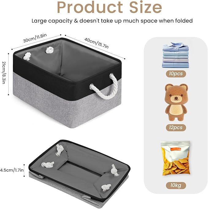 Large Storage Baskets- 15.7x11.8x8.26 inch Storage Bins for Shelves and Closet Organizing, Foldable Fabric Bin for Home Organ