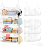 Jautokerdar 4 Tier Extra Large Hanging Closet Organizer,Closet Organizer Hanging with 5 S Hooks 4 Dividers,Clothes Organizer 