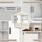 Medicine Cabinet, Wooden Bathroom Wall Cabinet with 2 Doors, Adjustable Shelves & Towel Bar, Over Toilet Storage Cabinet Wall