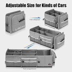 LIBZAKI Oversize 4 in 1 Car Trunk Storage Organizer, Multi Compartment Collapsible Trunk Storage Box with Cooler Bag for Car