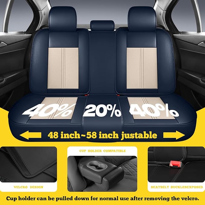 LINGVIDO Car Seat Covers Full Set (5 Seats) - Premium Perforated Nappa Leather, Waterproof Shield, Omni-Adapt Fit SUVs Sedans