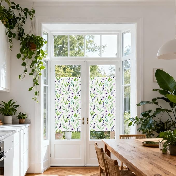 SOMWISE Frosted Glass Window Film, Heat Insulation, UV Block, Anti-Glare, One Way Privacy Tint, Static Cling for Home Bathroom Door, Renter Friendly, Day & Night Privacy