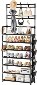 Shoe Rack 7 Tier Shoe Organizer Storage 21-28 Pairs Closet Shoes Rack for Front Door Entrance Shoe Rack Organizer with Hooks 
