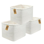 COMFY-HOMI 3Pack Small Woven Cotton Rope Basket for Organizing, Gift Baskets for Handles, Empty Gift Baskets, Medium Rope Bas