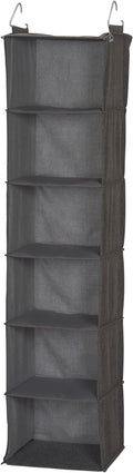 Household Essentials 6-Shelf Linen Hanging Closet Organizer, Gray
