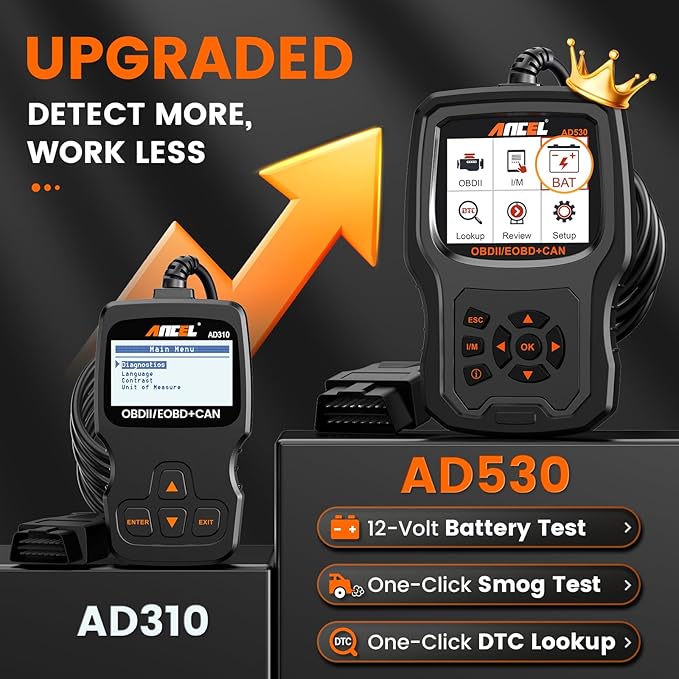 ANCEL AD530 OBD2 Scanner-Upgraded AD310, Car Code Reader for Check Engine Light, Full OBDII Scan Tool for Read & Clear Fault