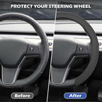 Frani Nappa Leather Steering Wheel Cover,Universal Fit 15 Inch-Premium Non-Slip Breathable Comfort Grip for Cars Trucks SUVs,Anti-Slip Durable Interior Upgrade Gray
