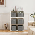 MAX Houser 6 Pack Foldable Fabric Storage Bins with Handles - Ideal for Closet Organization, Bedroom and Nursery (Grey, 10.5"