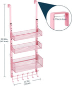 Consumest Over The Door Hooks Organizer - 4 Tier Door Coat Rack with 3 Baskets and 12 Hooks, Stainless Steel Towel Hanger for