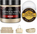 Leather Recoloring Balm with 100ml Mink Oil, Beige Leather Repair Kit and Scratch Remover for Furniture, Car Seats, Sofas, Dy
