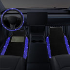 NBTEPEM Bling Car Floor Mats Full Set and Steering Wheel Cover, Universal Fit Most Cars, 4 pcs Sparkle Glitter Diamond Carpet, 5 pcs Bling Car Accessories Set for Women (Blue Diamond)