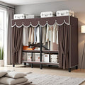 Heavy Duty Portable Wardrobe, Metal Foldable Covered Clothes Rack, 1500LBS, Freestanding Closet System Rolling Garment Rack, 