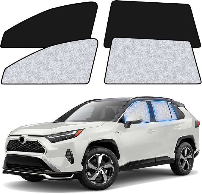 ZATOOTO Car Window Shades for Toyota RAV4 2019-2024, 4 Pcs Magnetic Car Window Covers, 100% UV Protection Foldable Privacy Curtains Side Window Sun Shade for Baby Breastfeeding Sleeping Camping