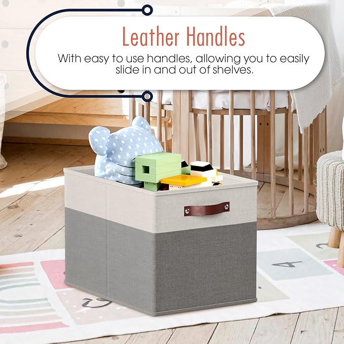 Ornavo Home 13 x 15 x 13 Kallax Storage Cube Bins, Foldable Collapsible Fabric Storage Bins Box Linen Shelf Basket Cube Organ