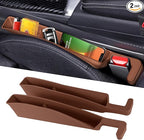 2PCS Car Seat Gap Filler Organizer, Multifunctional Seat Gap Storage Box for Phone Key, Stop Things from Dropping Between Seat and Console, Universal Interior Car Accessories (Dark Brown)