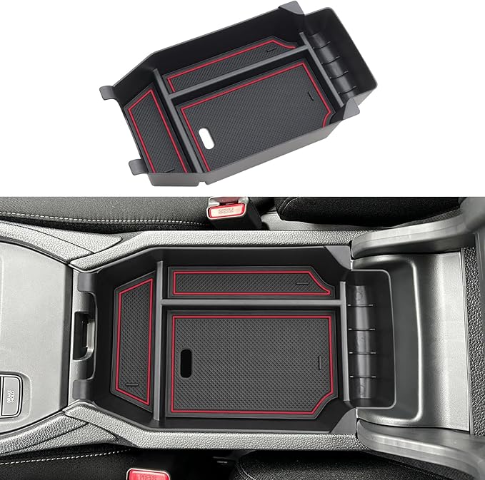 PIMCAR Compatible with 2023-2026 Honda Accord LX EX Sport EX-L Sport-L Touring Hybrid Center Console Organizer ABS Plastic Material 11th Gen Accord Armrest Box Insert Tray Pallet Accessories -Red