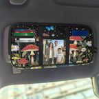 Mushroom Theme Sun Visor Organizer for Trucks,Card Sleeve Pocket with Multi-Pocket Zipper, Auto Interior Accessories Pocket Organizer