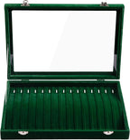 Frebeauty 15 Hooks Necklace Tray Velvet Neckalce Organizer with Clear Lid Lockable Necklace Holder Box Jewelry Organizer for 