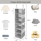 StorageWorks 6-Shelf Closet Organizers, Two 3-Shelf Separable Hanging Shelves for Closet, 12" D x 12" W x 48 ¼"H， Canvas, Gra