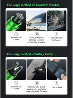4PCS Flash Safe Life Hammer Car Escape Tool and Seatbelt Cutter, Multifunctional Personal Safety Tool, Safe Hammer Glass Brea