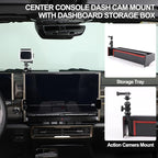 Center Console Dash Cam Mount&Dashboard Storage Tray for Hummer EV Accessories 2022-2025 2026 SUV Pickup,Rotatable Car Dash Cameras Mount Holder Box Organizer,Mount Fit for Action Camera