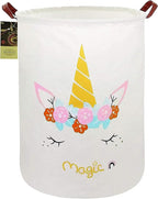 HUNRUNG Laundry Hamper,Large Canvas Fabric Lightweight Storage Basket Toy Organizer Dirty Clothes Collapsible Waterproof for 