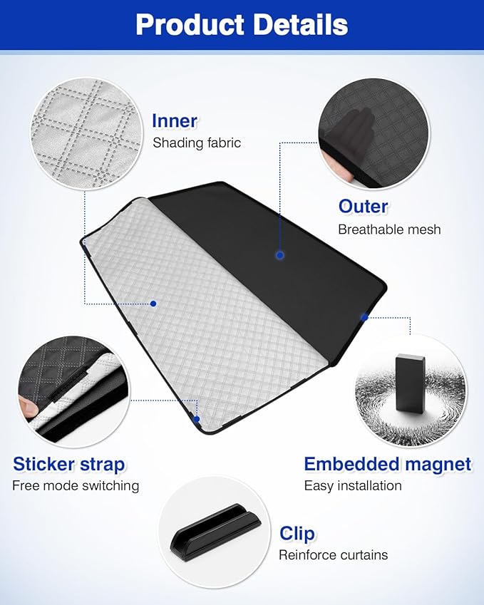 Powerty Side Window Shades for 2019-2025 Toyota RAV4 Accessories, Upgrade Double-Layer Side Rear Window Covers 6 Pack Light Block Car Privacy Cutains Shades for Baby, Camping, Napping, Sleeping