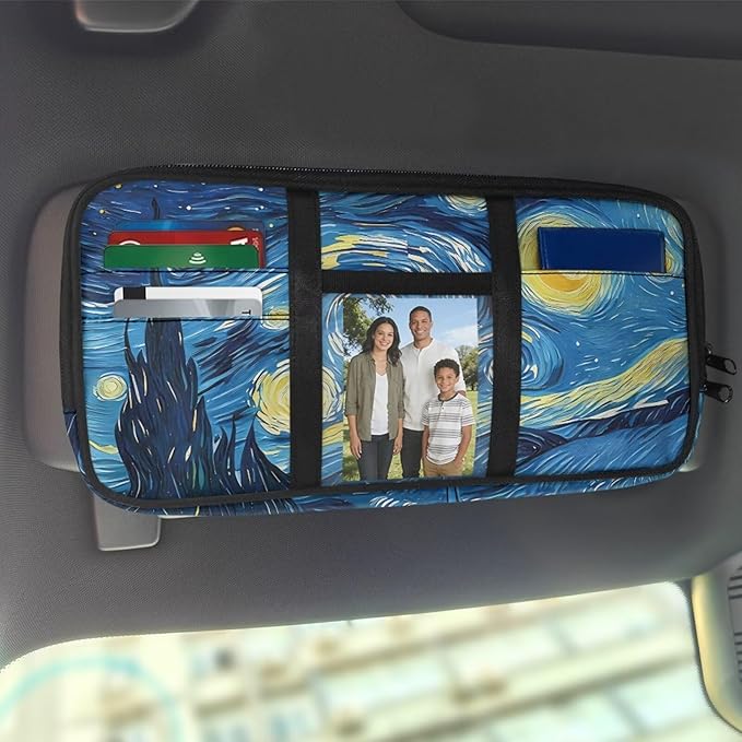 Starry Sky Car Sun Visor Storage Bag Multi-Function Organizer for Card Pen Invoice Pouch Case Bag Universal for Car Sun Visor Accessory 11.81 x 5.9 Inch