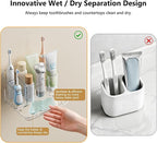 Toothbrush Holders for Bathroom Countertop Organizer, 5 Slots Large Capacity Electric Toothbrush Holder Wall-Mount for Space 