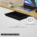 Under Desk Mounted Sliding Pull-out Drawer with Pencil Tray and Slide Storage Tray, 17'' long & 13.5'' deep Large Storage Org