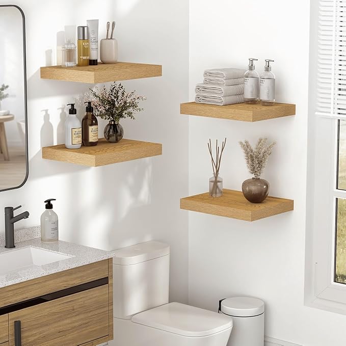 Vivelove 10" Deep Floating Shelves with Invisible Brackets, 47" Wall Shelves for Bathroom Bedroom Kitchen Living Room Laundry