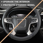 GIANT PANDA Steering Wheel Cover for GMC Sierra Acadia Terrain Yukon(Black+Gray Line-Standard Size)