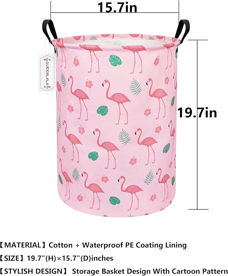 QUEENLALA Large Storage Basket,Laundry Hamper/Bathroom/Home Decor/Collapsible Round Storage Bin,Boys and Girls Hamper/Boxes/C