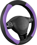 Road Comforts Leather Steering Wheel Cover with Decorative Trim and Piping, Anti-Slip Breathable Design, Fits 14.5–15 Inch Ro