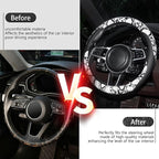 ZHOL Snake Skin Steering Wheel Cover Leather 14.5-15 Inch, Reversible Car Steering Wheel Cover for Women Men, Anti-Slip Desig