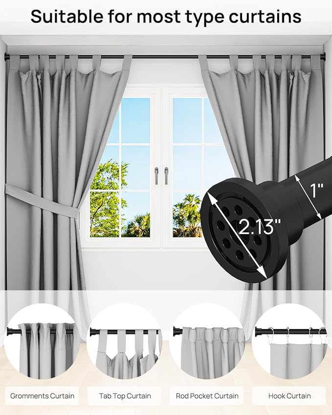 ALLZONE Heavy Duty Tension Shower Curtain Rod 42-83 Inches for Bathroom, Window, Non-Slip, Adjustable with Strong Spring Pole