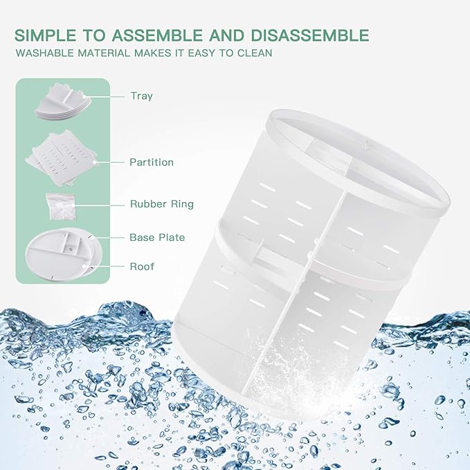 seinlife 360 Rotating Makeup Organizer,DIY Adjustable Spinning Holder,Foldable Cosmetic Storage Display box,Large Capacity Ma