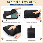5 Pack Compression Packing Cubes for Travel Space Saving Cubes Luggage Organizer for Suitcase(Black,S)