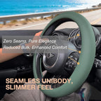 PINCTROT Nappa Leather Steering Wheel Cover, Slim Fit No Bulk Design, One Piece Leather with Breathable Perforation, Fit Like