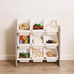 ECR4Kids 3-Tier Organizer with 9 Bins, Toy Storage, Grey/White