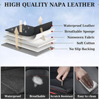 Coverado Car Seat Covers Full Set, Premium Nappa Leather Seat Covers for Car, Waterproof Car Seat Protector with Lumbar Suppo