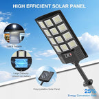 Solar Street Lights Outdoor Waterproof,6500K 320° Wide Angle Solar Flood Light, LED Parking Light with Motion Sensor and Remo