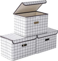 STOREONE Fabric Storage Cube Bins Foldable Organizer Container Collapsible Basket with Lids and Metal Handles, for Home, Bedr
