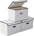 STOREONE Fabric Storage Cube Bins Foldable Organizer Container Collapsible Basket with Lids and Metal Handles, for Home, Bedr