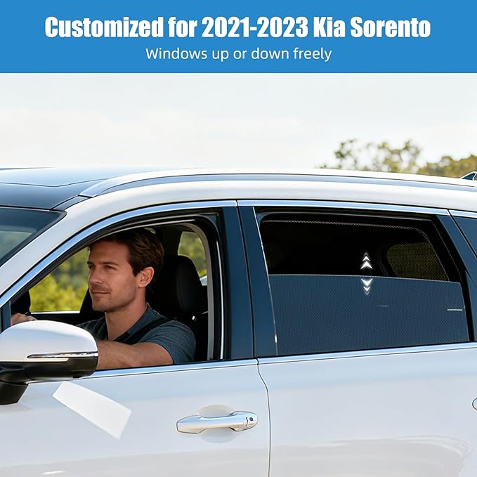 Car Window Shades for 2021-2023 Kia Sorento - Rear Side Window Sun Shade for Baby, Breathable Mesh Car Privacy Window Covers, UV Protection and Heat Insulation for Road Trips, Napping, Camping